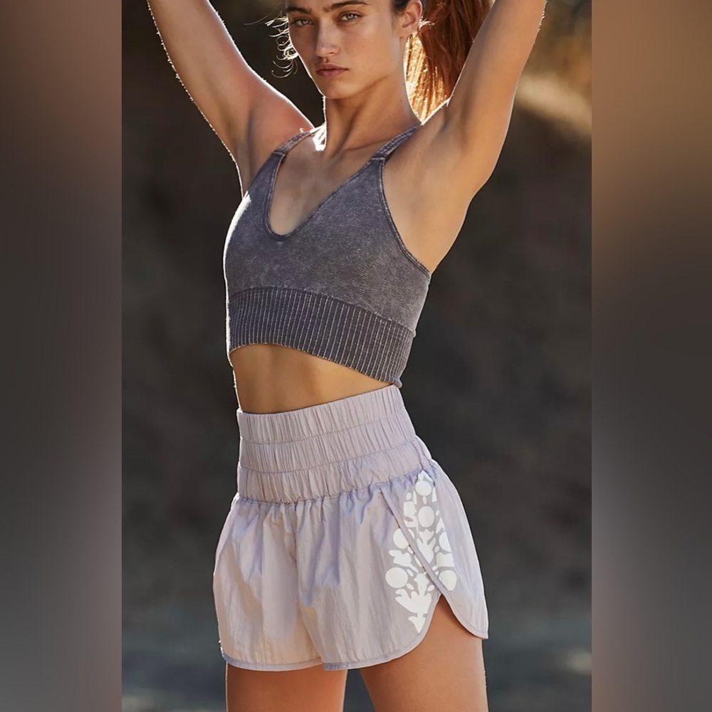 Free People The Way Home Logo Shorts Size Large in Lavender Dust Purple